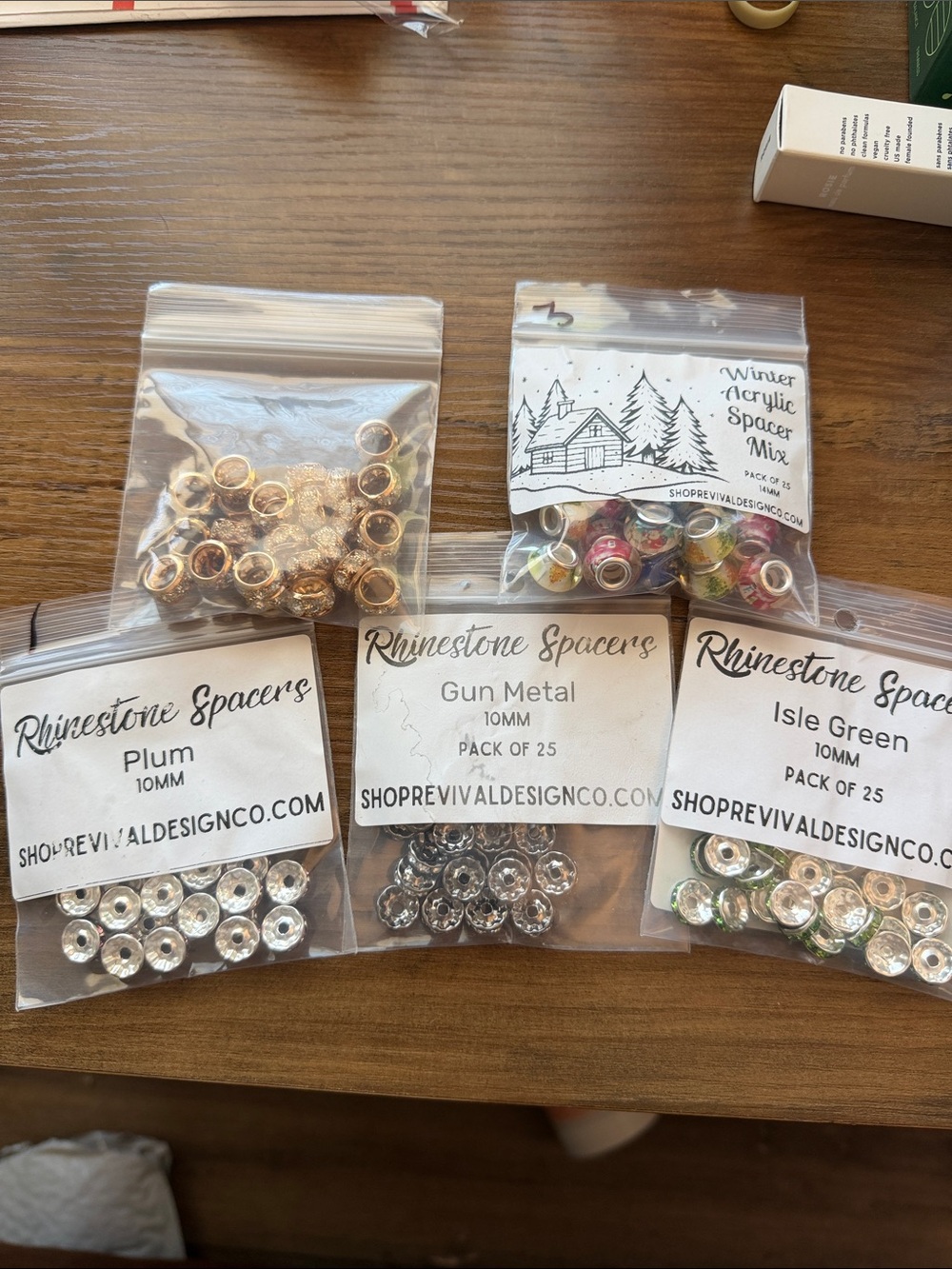 Revival Design Co. Rhinestone Spacer Mix - Gold, Silver, Green, Plum, Gun Metal